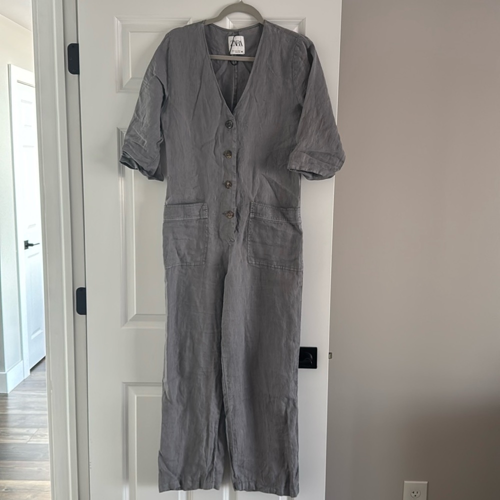 Zara 100% linen jumpsuit